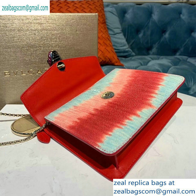 Bvlgari Serpenti Forever 20cm Crossbody Bag Galuchat Skin Red/Pink/Sky Blue 2019 - Click Image to Close