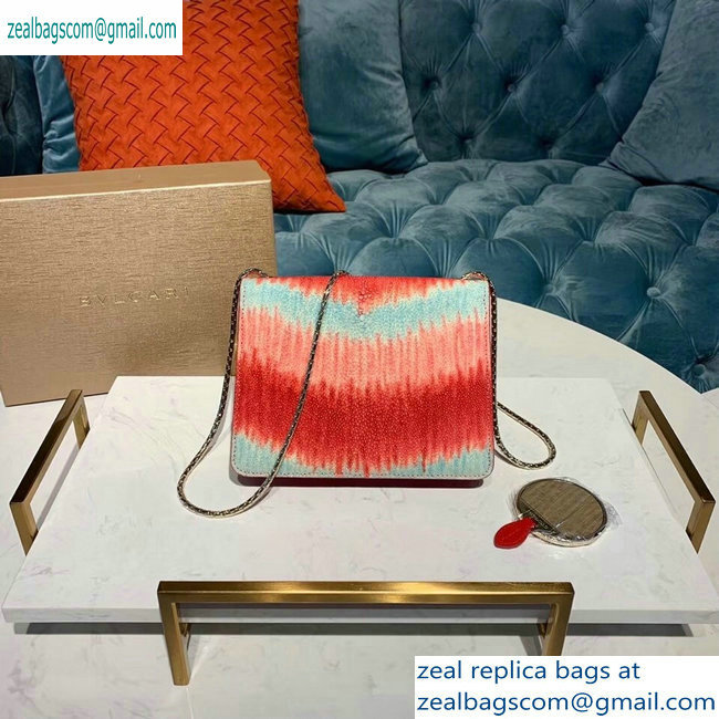 Bvlgari Serpenti Forever 20cm Crossbody Bag Galuchat Skin Red/Sky Blue 2019 - Click Image to Close