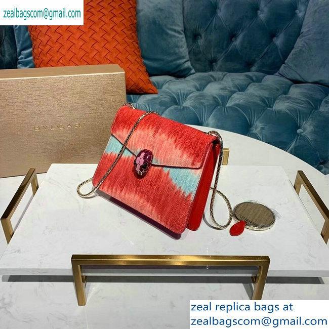 Bvlgari Serpenti Forever 20cm Crossbody Bag Galuchat Skin Red/Sky Blue 2019