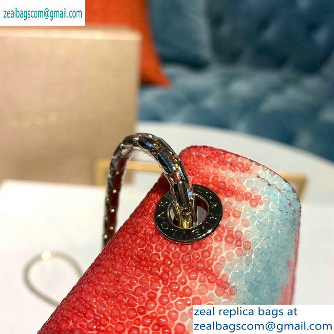 Bvlgari Serpenti Forever 20cm Crossbody Bag Galuchat Skin Red/Sky Blue 2019