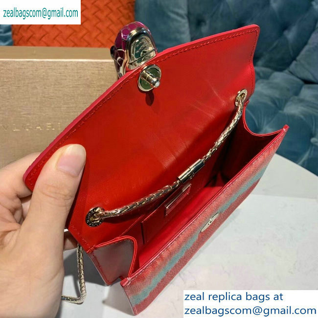 Bvlgari Serpenti Forever 20cm Crossbody Bag Galuchat Skin Red/Sky Blue 2019 - Click Image to Close