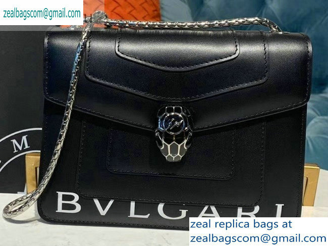 Bvlgari Serpenti Forever 20cm Crossbody Bag Logo Print Black 2019