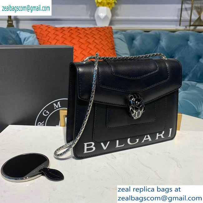 Bvlgari Serpenti Forever 20cm Crossbody Bag Logo Print Black 2019