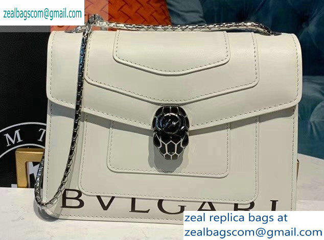 Bvlgari Serpenti Forever 20cm Crossbody Bag Logo Print White 2019