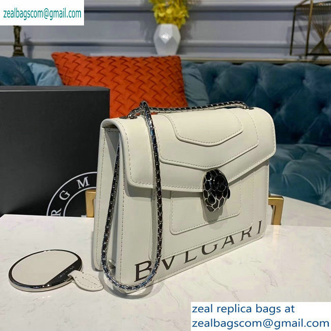 Bvlgari Serpenti Forever 20cm Crossbody Bag Logo Print White 2019