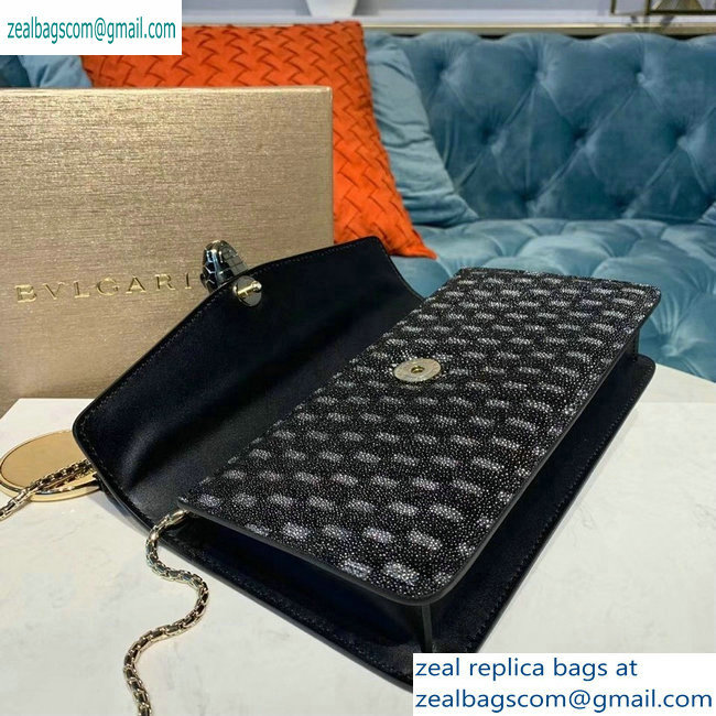 Bvlgari Serpenti Forever 25cm Shoulder Bag Galuchat Skin Geometric Black/Silver 2019