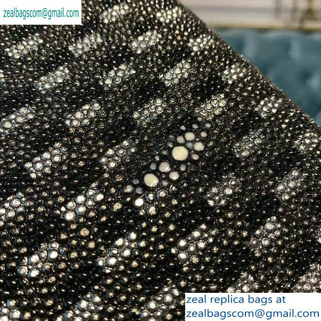 Bvlgari Serpenti Forever 25cm Shoulder Bag Galuchat Skin Geometric Black/Silver 2019 - Click Image to Close