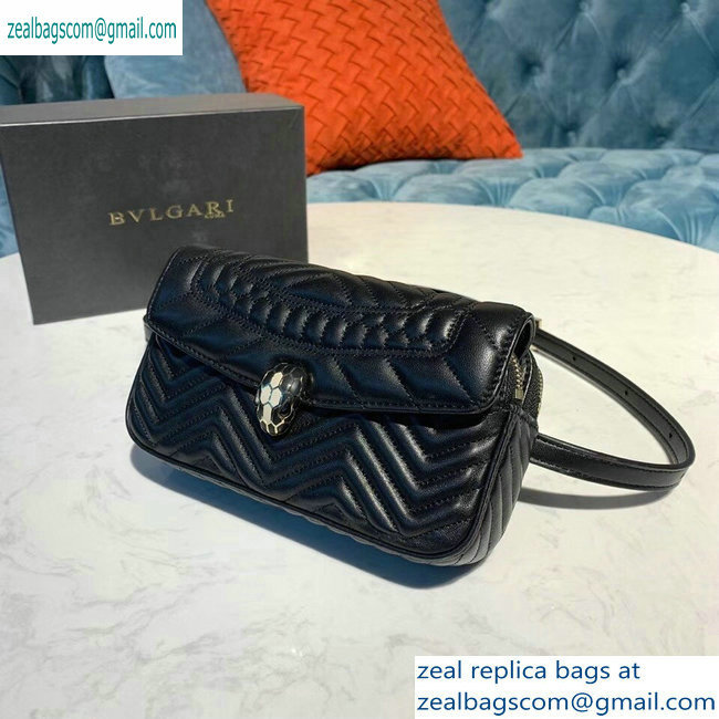 Bvlgari Serpenti Forever Belt Bag in Quilted Chevron Leather Black 2019