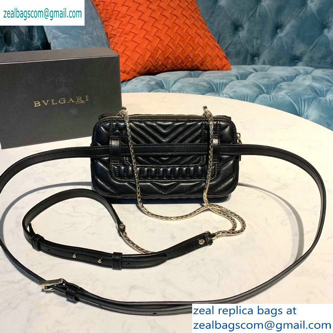 Bvlgari Serpenti Forever Belt Bag in Quilted Chevron Leather Black 2019
