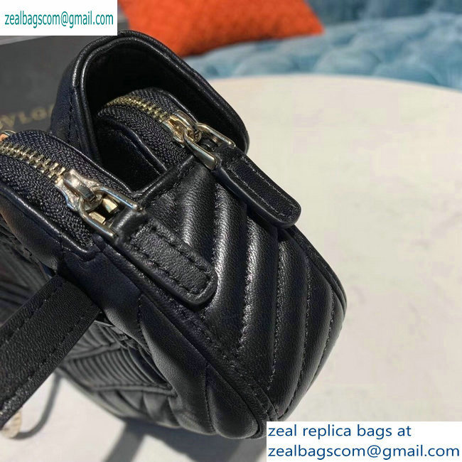 Bvlgari Serpenti Forever Belt Bag in Quilted Chevron Leather Black 2019