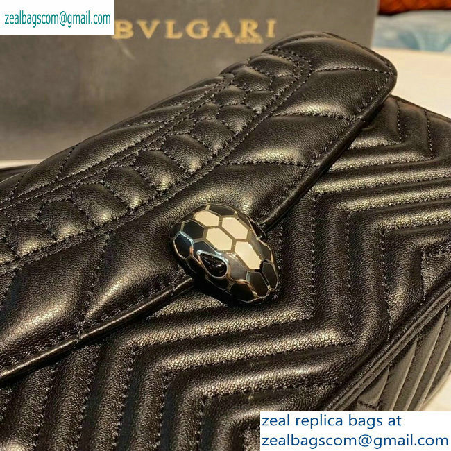 Bvlgari Serpenti Forever Belt Bag in Quilted Chevron Leather Black 2019
