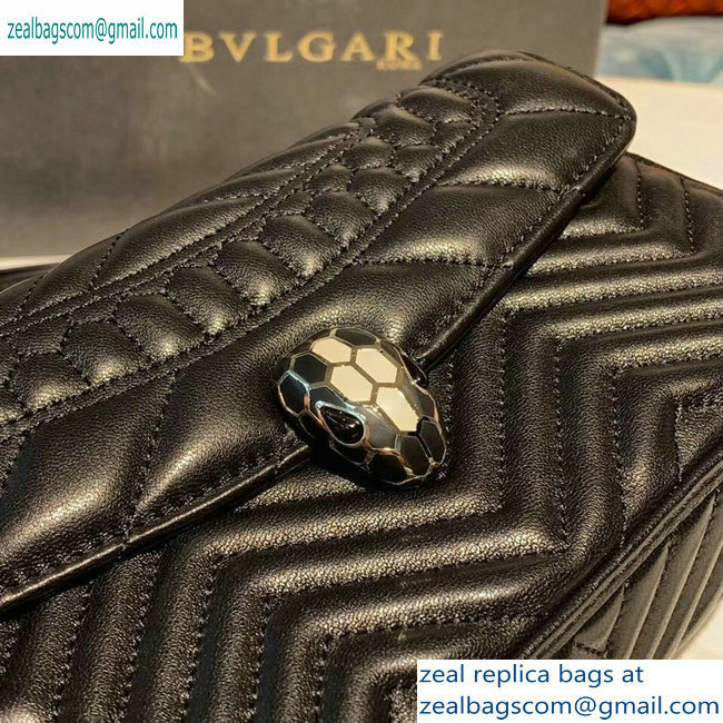 Bvlgari Serpenti Forever Belt Bag in Quilted Chevron Leather Black 2019 - Click Image to Close