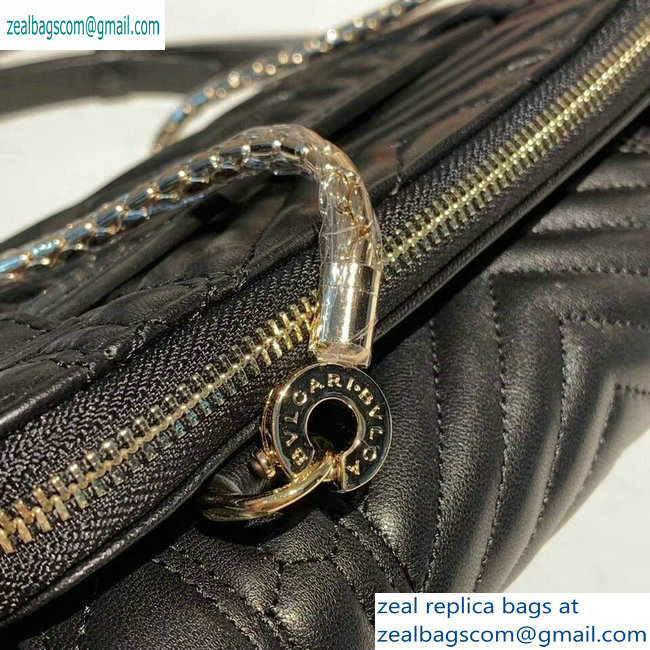 Bvlgari Serpenti Forever Belt Bag in Quilted Chevron Leather Black 2019 - Click Image to Close