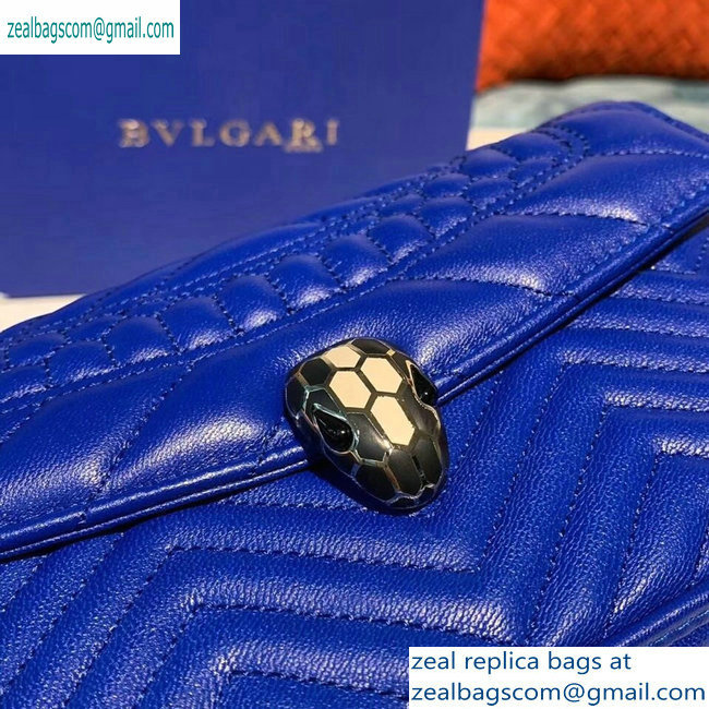 Bvlgari Serpenti Forever Belt Bag in Quilted Chevron Leather Blue 2019 - Click Image to Close