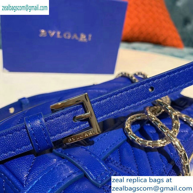 Bvlgari Serpenti Forever Belt Bag in Quilted Chevron Leather Blue 2019