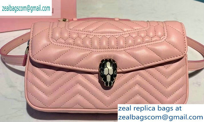 Bvlgari Serpenti Forever Belt Bag in Quilted Chevron Leather Pink 2019 - Click Image to Close