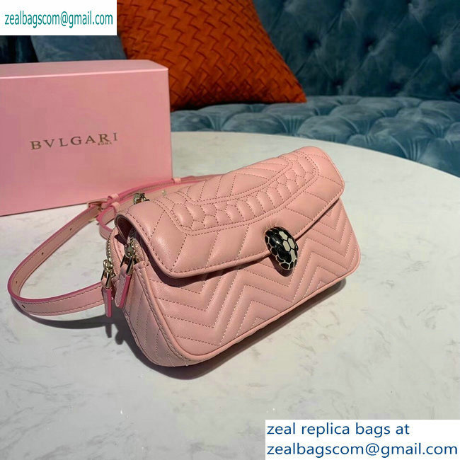 Bvlgari Serpenti Forever Belt Bag in Quilted Chevron Leather Pink 2019 - Click Image to Close