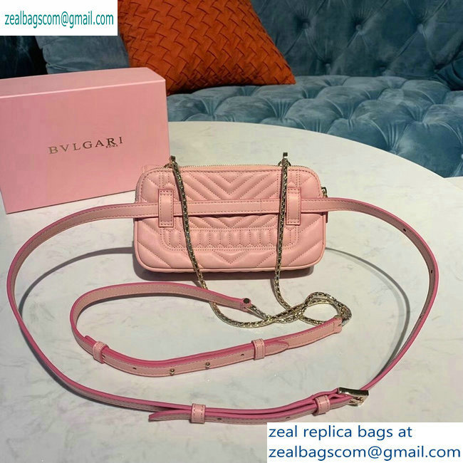 Bvlgari Serpenti Forever Belt Bag in Quilted Chevron Leather Pink 2019