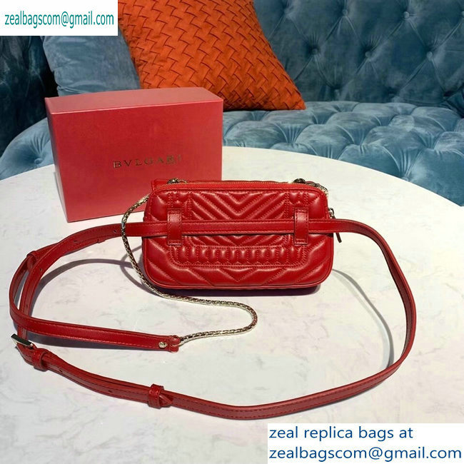 Bvlgari Serpenti Forever Belt Bag in Quilted Chevron Leather Red 2019 - Click Image to Close