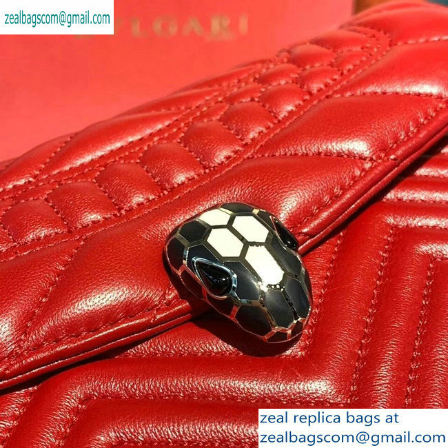 Bvlgari Serpenti Forever Belt Bag in Quilted Chevron Leather Red 2019 - Click Image to Close