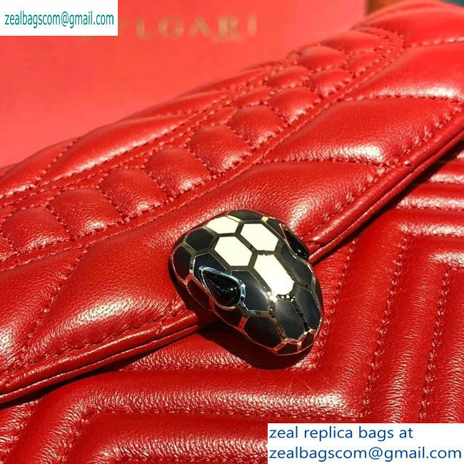 Bvlgari Serpenti Forever Belt Bag in Quilted Chevron Leather Red 2019