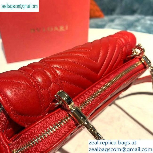 Bvlgari Serpenti Forever Belt Bag in Quilted Chevron Leather Red 2019 - Click Image to Close