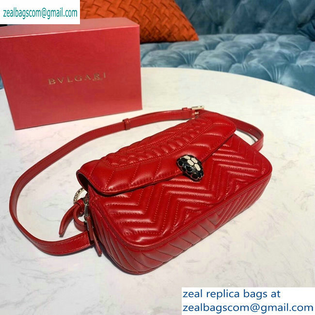 Bvlgari Serpenti Forever Belt Bag in Quilted Chevron Leather Red 2019