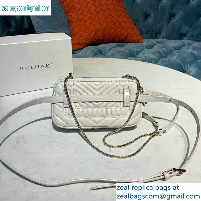 Bvlgari Serpenti Forever Belt Bag in Quilted Chevron Leather White 2019
