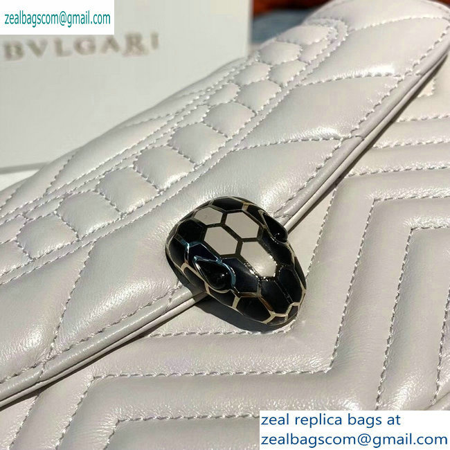 Bvlgari Serpenti Forever Belt Bag in Quilted Chevron Leather White 2019