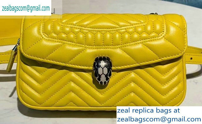 Bvlgari Serpenti Forever Belt Bag in Quilted Chevron Leather Yellow 2019 - Click Image to Close