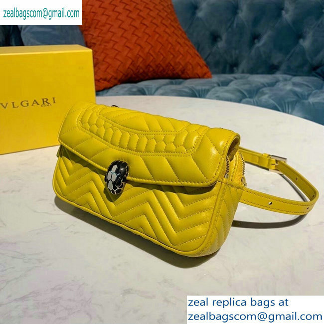 Bvlgari Serpenti Forever Belt Bag in Quilted Chevron Leather Yellow 2019 - Click Image to Close