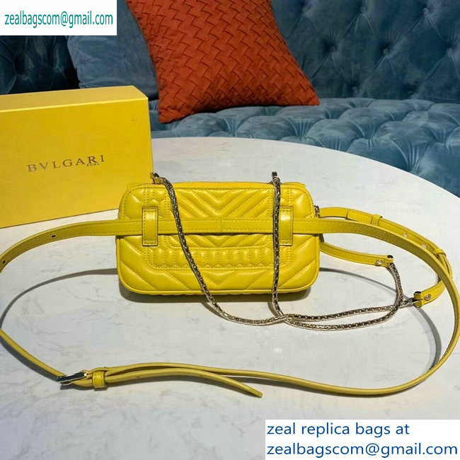 Bvlgari Serpenti Forever Belt Bag in Quilted Chevron Leather Yellow 2019