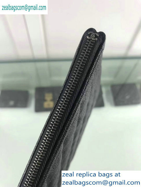 Chanel Boy Pouch Clutch Large Bag A84407 Caviar Leather Black/Silver