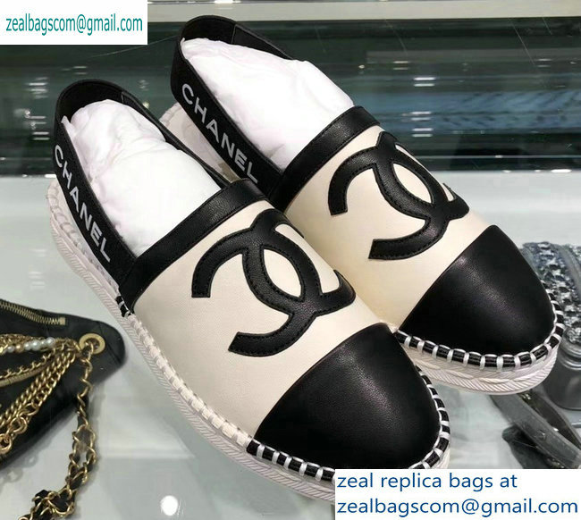 Chanel CC Logo Espadrilles Sandals Creamy/Black 2019