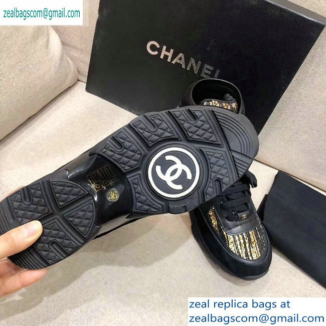 Chanel CC Logo High-top Sneakers G35060 Black/Gold 2019