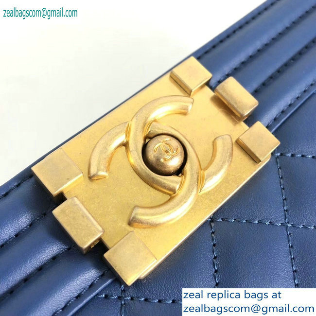 Chanel Calfskin and Gold-Tone Metal Medium Boy Flap Bag Dark Blue 2019