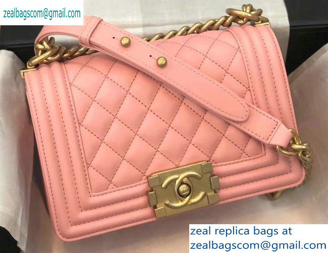 Chanel Calfskin and Gold-Tone Metal Small Boy Flap Bag Pink 2019
