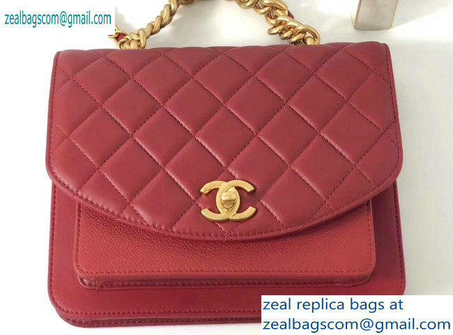 Chanel Chain Handle Flap Bag AS0785 Red 2019