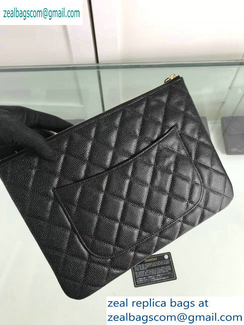 Chanel Classic Pouch Clutch Small Bag A82545 Caviar Leather Black/Gold