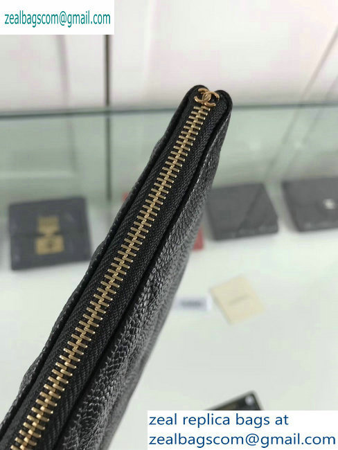 Chanel Classic Pouch Clutch Small Bag A82545 Caviar Leather Black/Gold