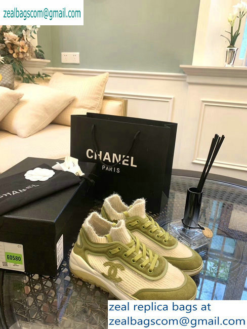 Chanel Fabric Suede Calfskin and TPU Sneakers G35202 Green 2019 - Click Image to Close