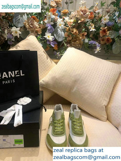 Chanel Fabric Suede Calfskin and TPU Sneakers G35202 Green 2019