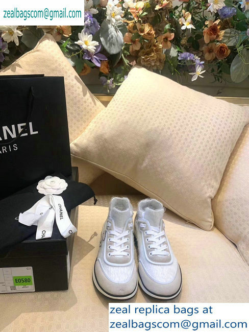 Chanel Fabric Suede Calfskin and TPU Sneakers G35202 White 2019