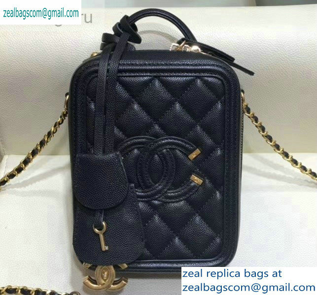 Chanel Grained Calfskin CC Filigree Vanity Case Bag AS0988 Black 2019