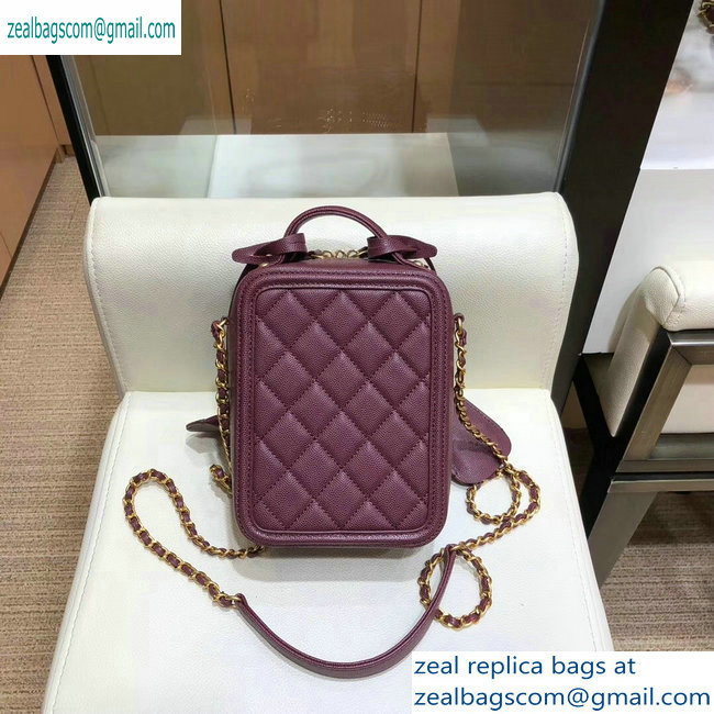 Chanel Grained Calfskin CC Filigree Vanity Case Bag AS0988 Burgundy 2019