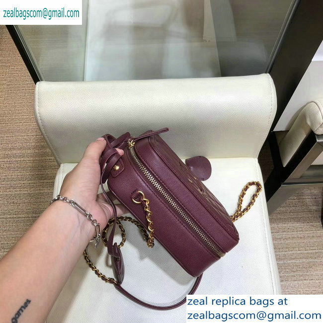 Chanel Grained Calfskin CC Filigree Vanity Case Bag AS0988 Burgundy 2019