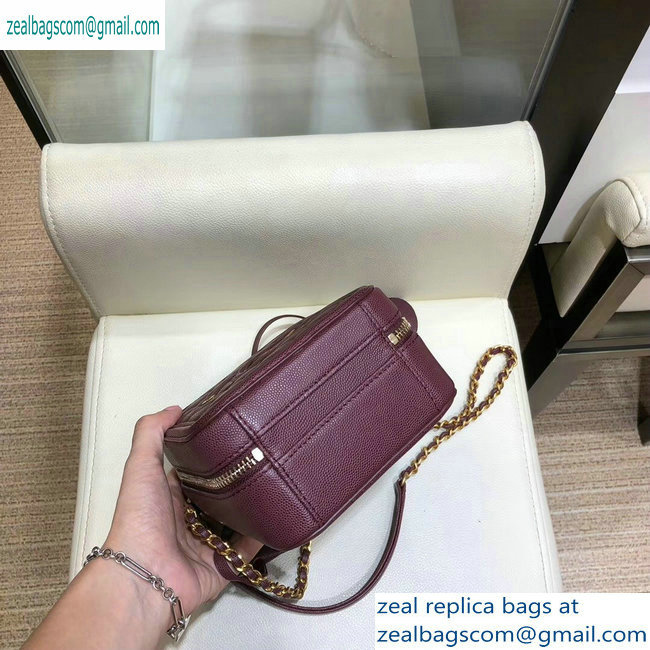 Chanel Grained Calfskin CC Filigree Vanity Case Bag AS0988 Burgundy 2019