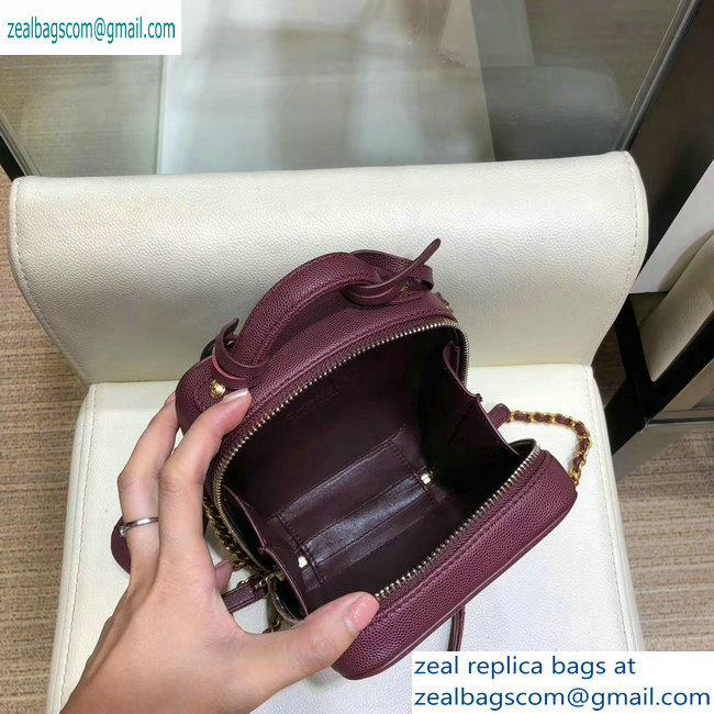 Chanel Grained Calfskin CC Filigree Vanity Case Bag AS0988 Burgundy 2019