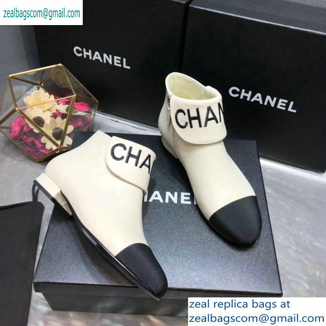 Chanel Heel 1.5cm Lambskin and Grosgrain Ankle Boots G35167 Creamy 2019
