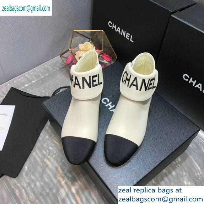 Chanel Heel 1.5cm Lambskin and Grosgrain Ankle Boots G35167 Creamy 2019 - Click Image to Close